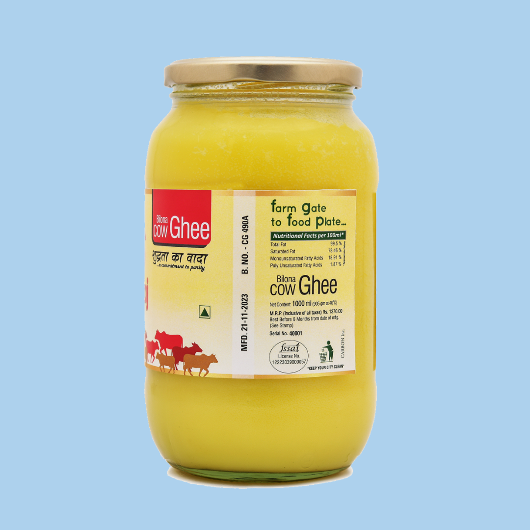 Bilona Cow Ghee - 1 Liter Glass Jar